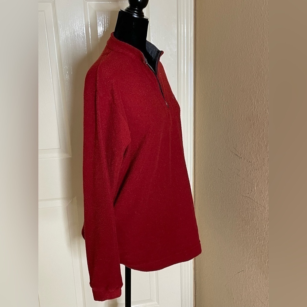 PRANA Mens Crimson Red 1/4 Zip Pullover Fleece Lined Long Sleeve Sweater MEDIUM  - Picture 2 of 11